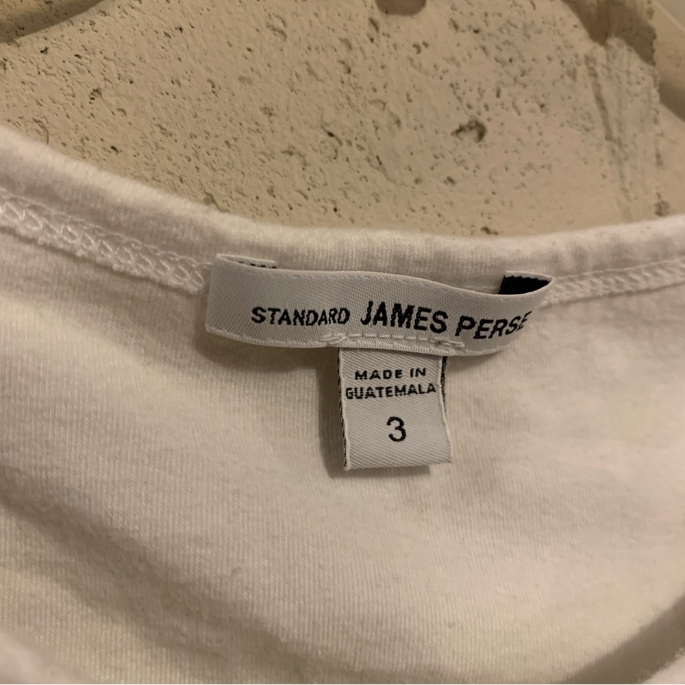 Bodycon Dress Standard James Perse White Size 3 Large Fitted Stretch 3/4 Sleeve - Picture 4 of 6